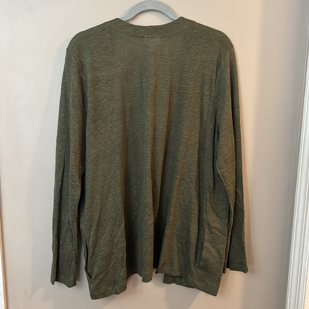 NWT J Jill Love Linen Green Open Front Cardigan - Picture 5 of 5
